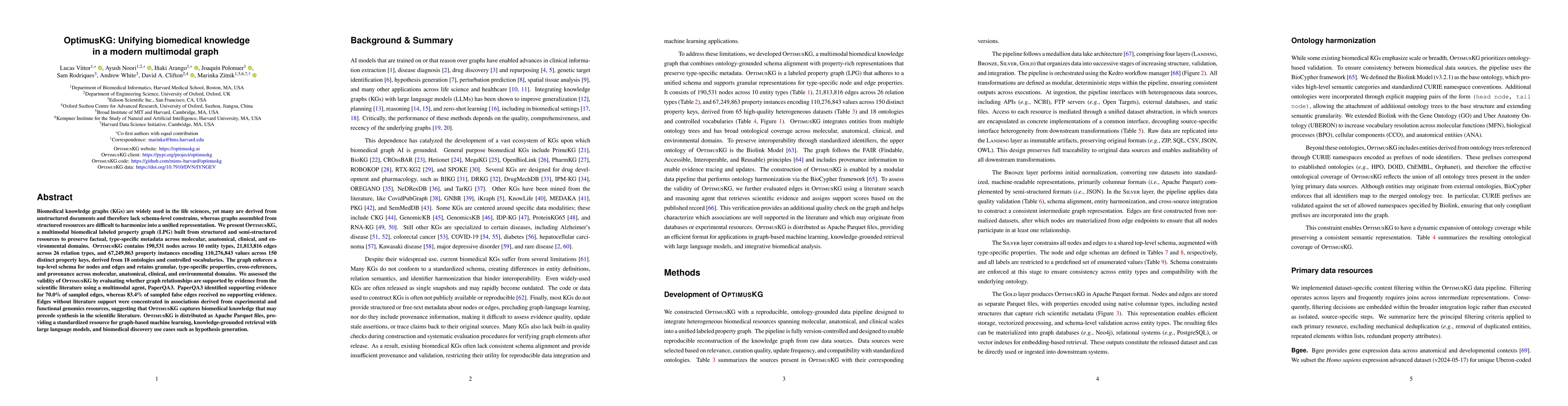 Thumbnail for OptimusKG: Unifying biomedical knowledge in a modern multimodal graph