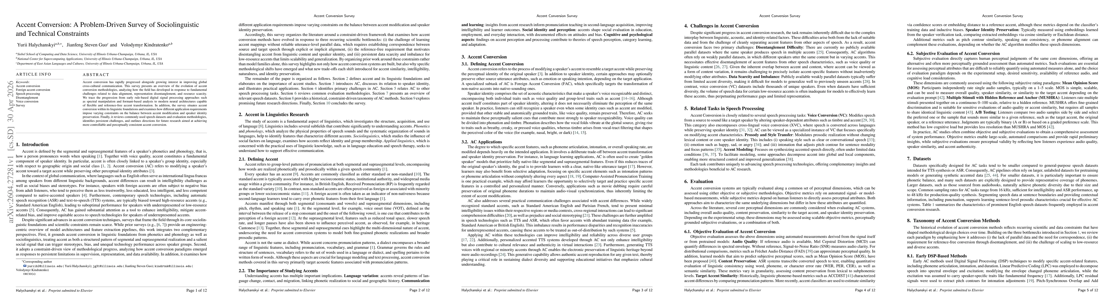 Thumbnail for Accent Conversion: A Problem-Driven Survey of Sociolinguistic and Technical Constraints