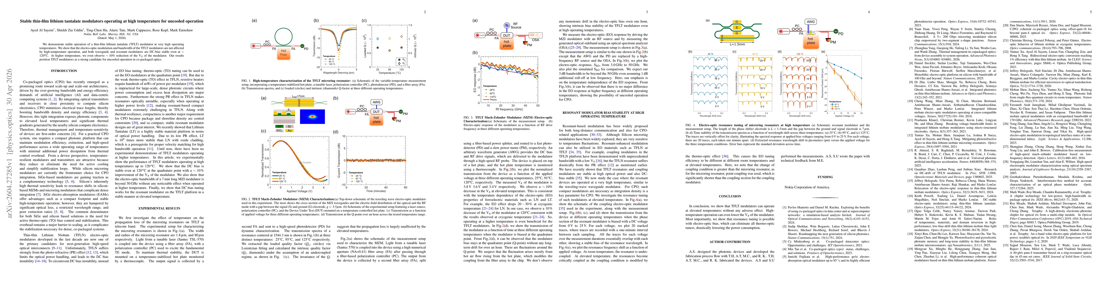 Thumbnail for Stable thin-film lithium tantalate modulators operating at high temperature for uncooled operation