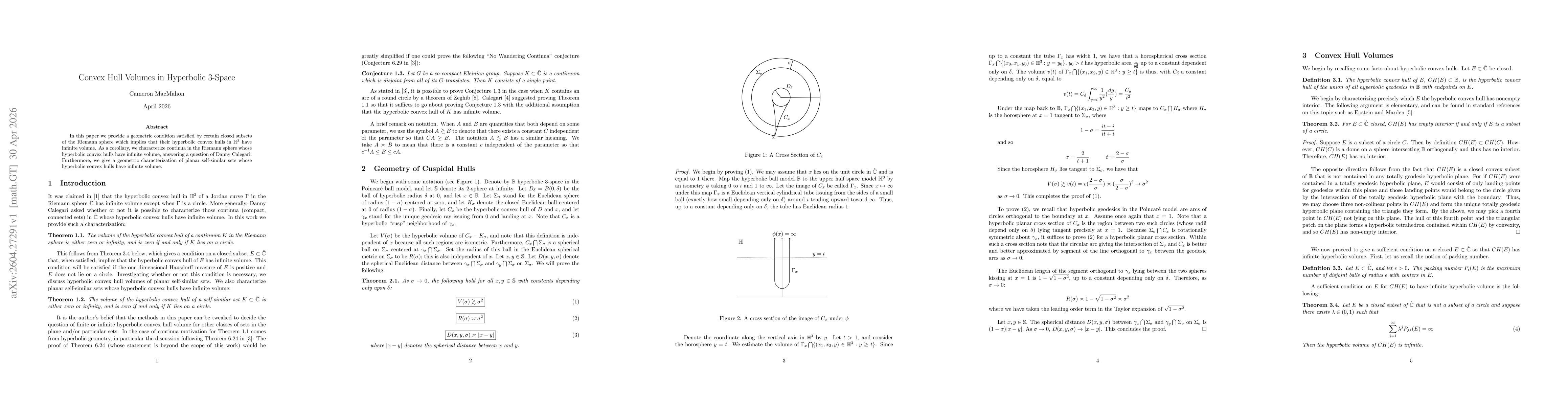 Thumbnail for Convex Hull Volumes in Hyperbolic 3-Space