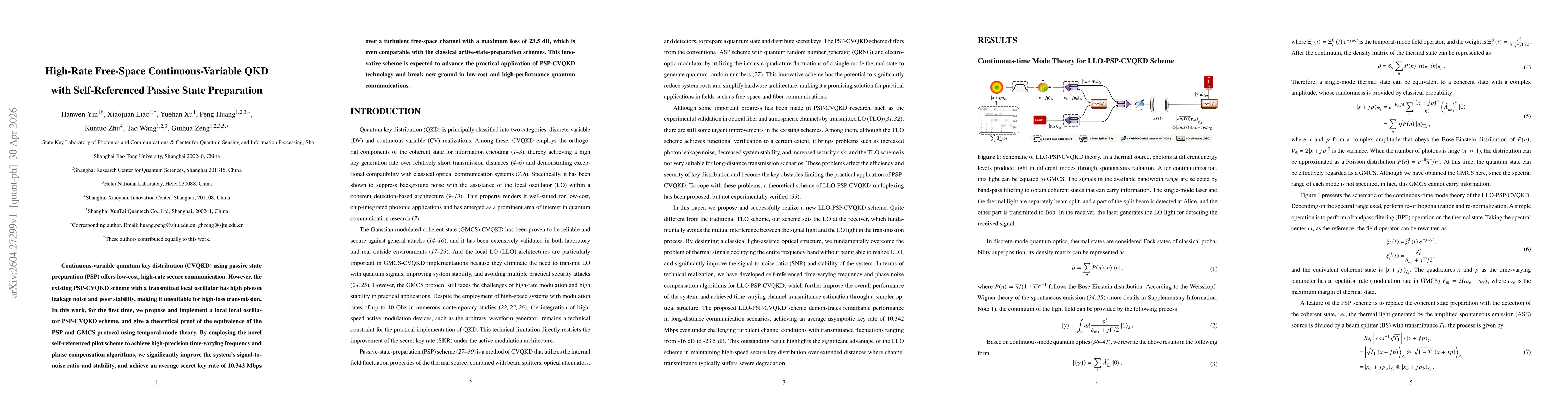 Thumbnail for High-Rate Free-Space Continuous-Variable QKD with Self-Referenced Passive State Preparation