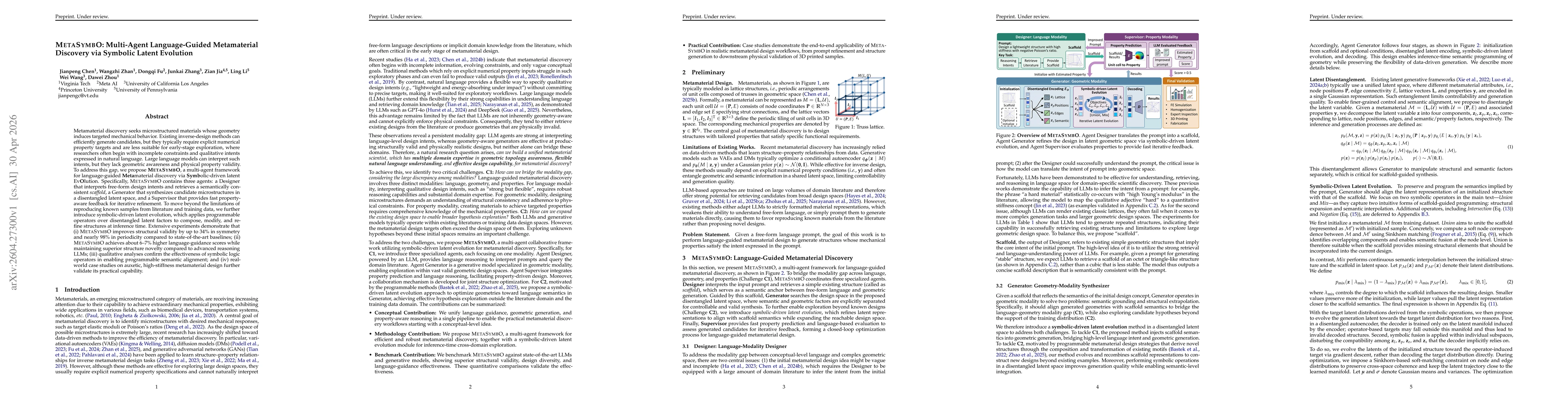 Thumbnail for METASYMBO: Multi-Agent Language-Guided Metamaterial Discovery via Symbolic Latent Evolution