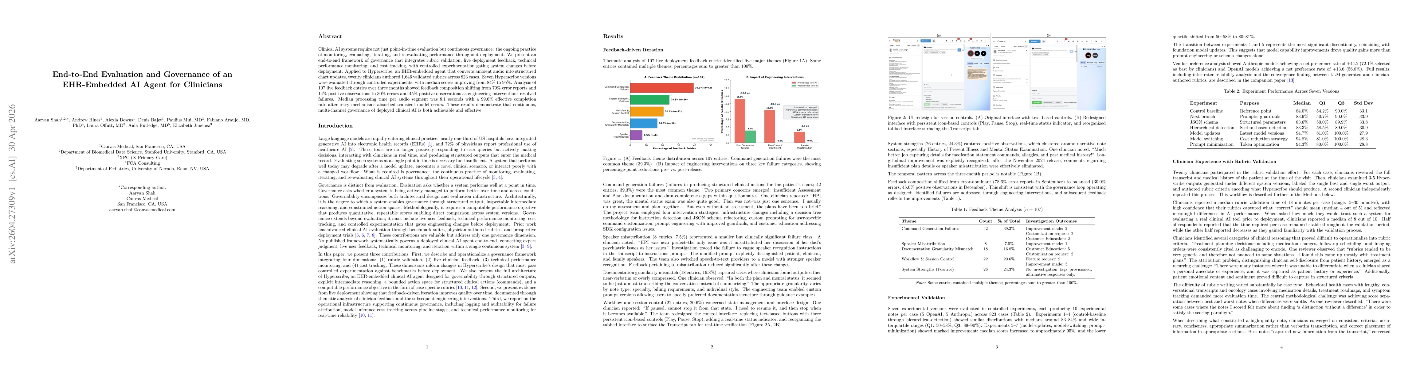 Thumbnail for End-to-End Evaluation and Governance of an EHR-Embedded AI Agent for Clinicians