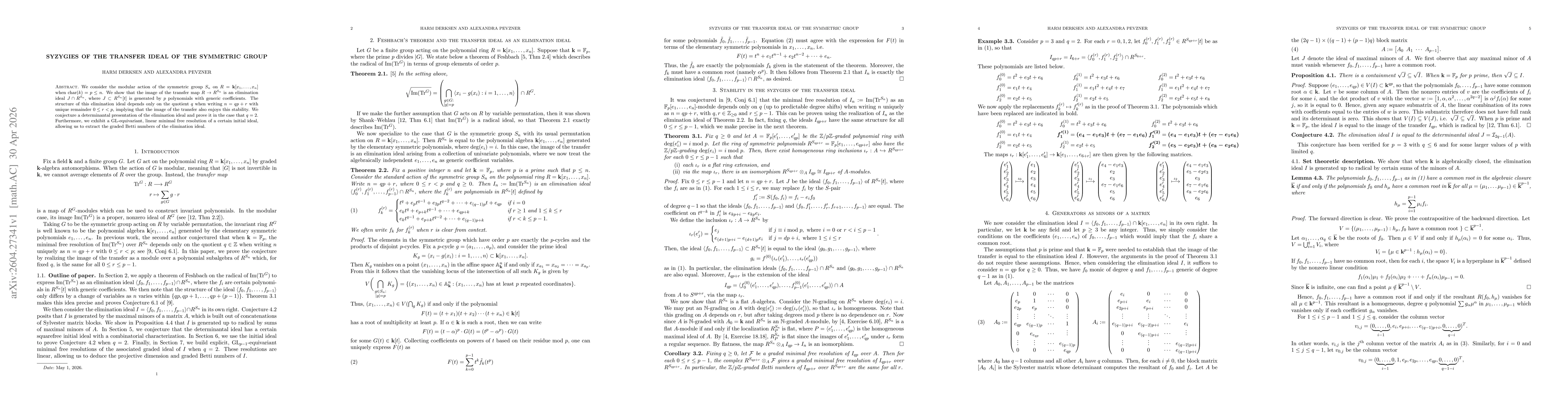 Thumbnail for Syzygies of the transfer ideal of the symmetric group
