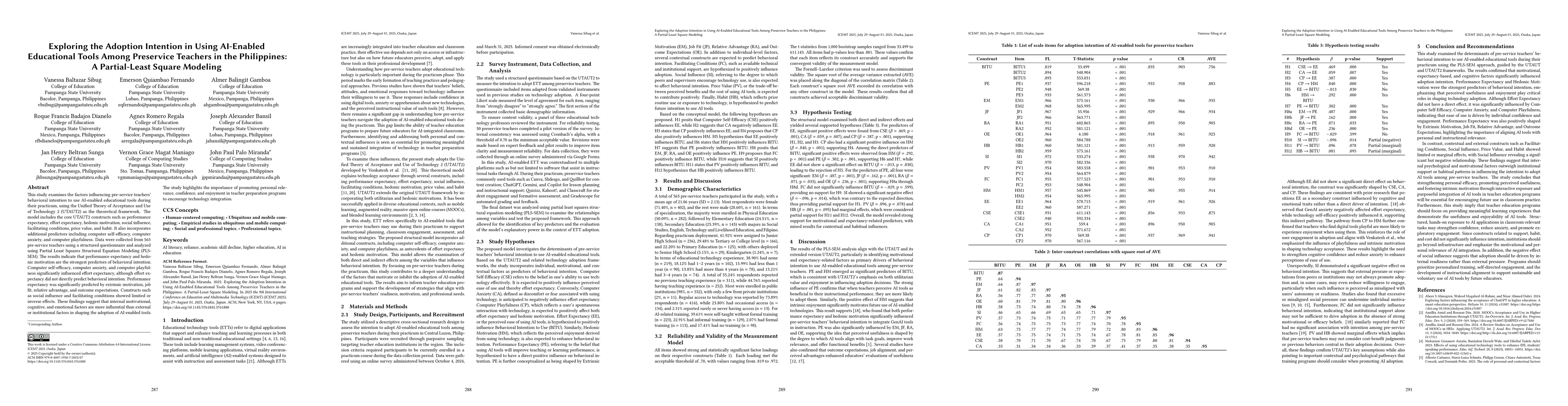 Thumbnail for Exploring the Adoption Intention in Using AI-Enabled Educational Tools Among Preservice Teachers in the Philippines: A Partial-Least Square Modeling