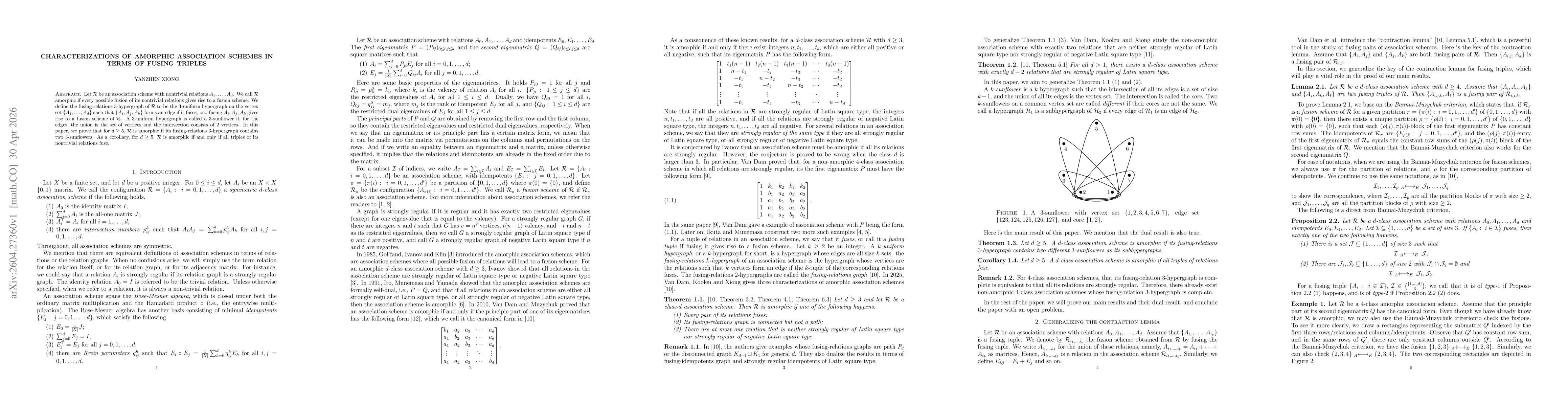 Thumbnail for Characterizations of amorphic association schemes in terms of fusing triples