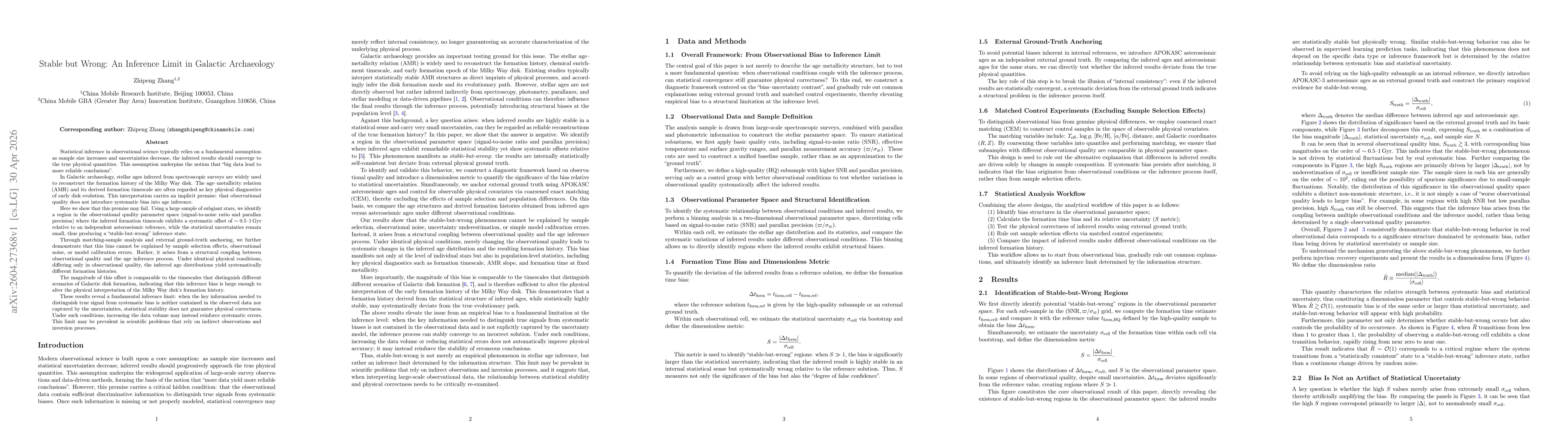 Thumbnail for Stable but Wrong: An Inference Limit in Galactic Archaeology