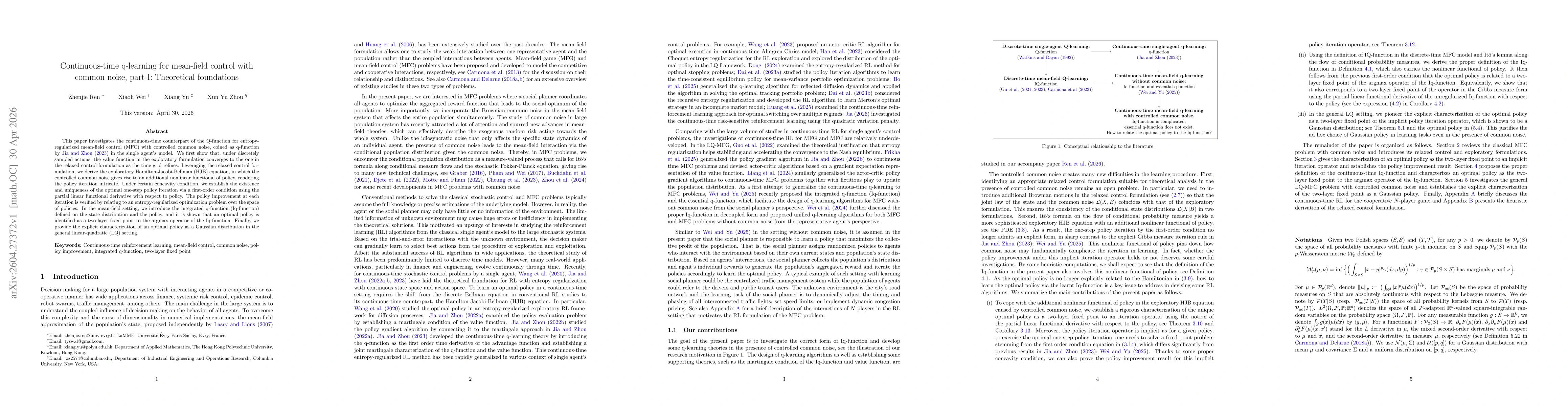 Thumbnail for Continuous-time q-learning for mean-field control with common noise, part-I: Theoretical foundations