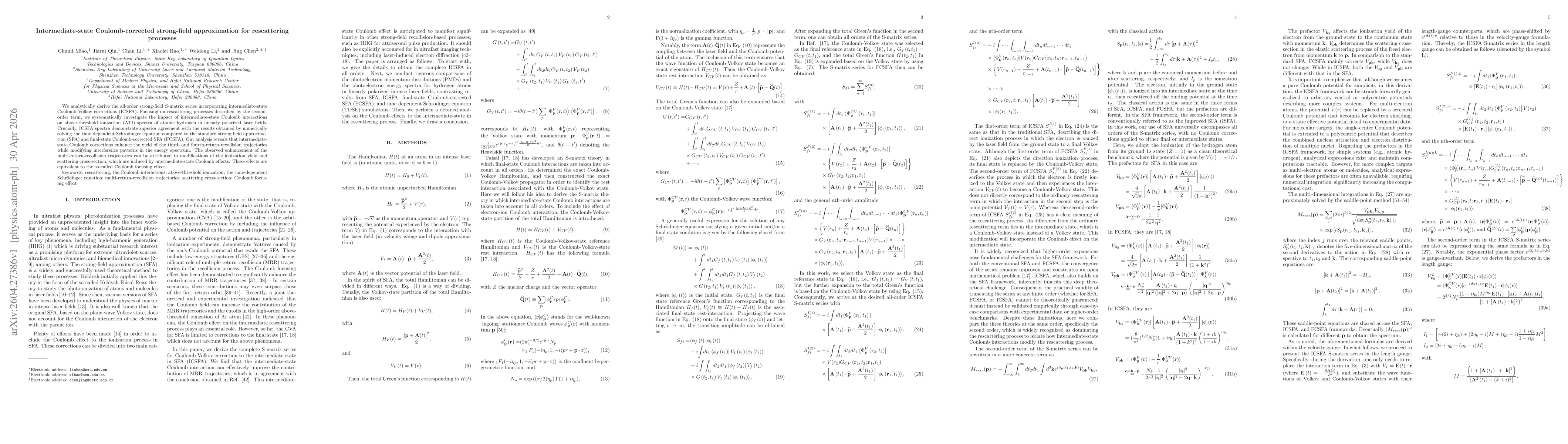Thumbnail for Intermediate-state Coulomb-corrected strong-field approximation for rescattering processes