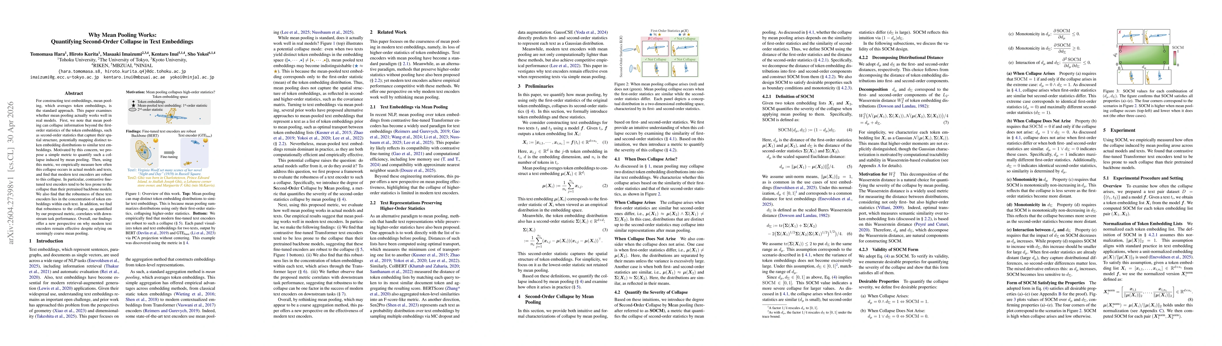 Thumbnail for Why Mean Pooling Works: Quantifying Second-Order Collapse in Text Embeddings