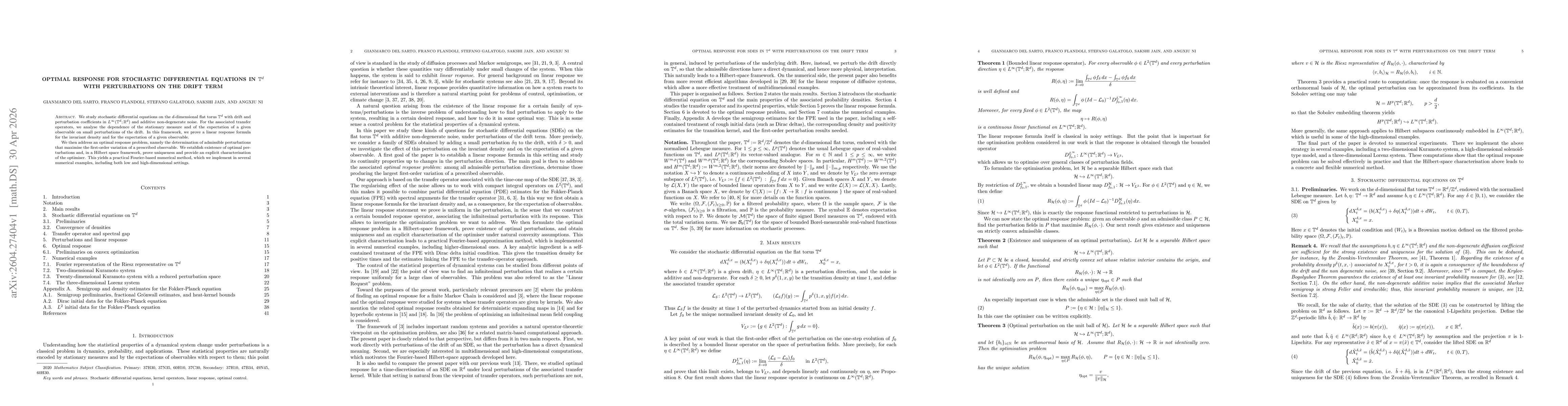 Thumbnail for Optimal response for stochastic differential equations in $\mathbb{T}^d$ with perturbations on the drift term