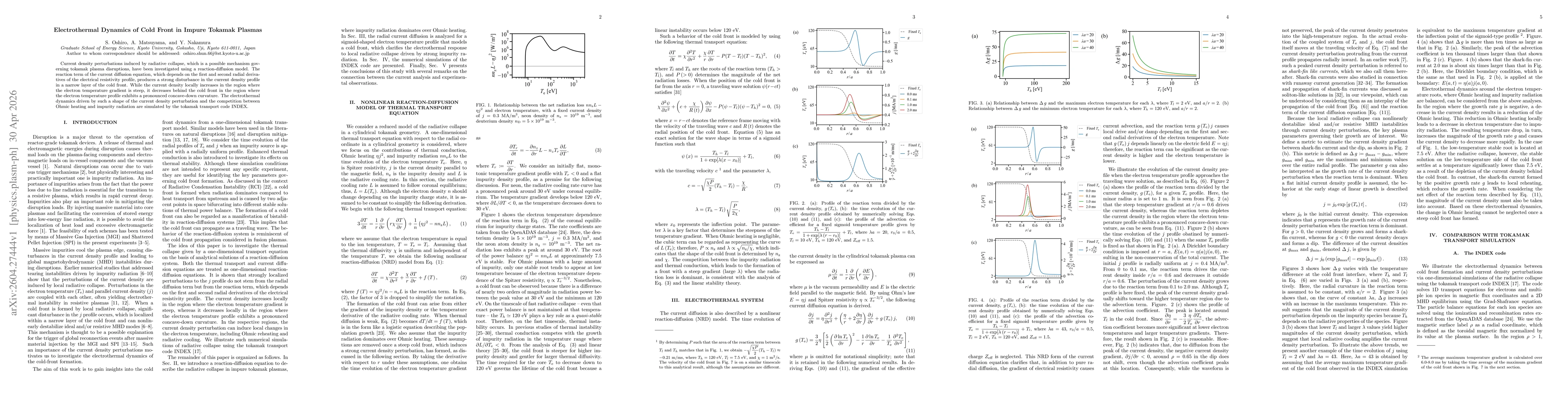 Thumbnail for Electrothermal Dynamics of Cold Front in Impure Tokamak Plasmas