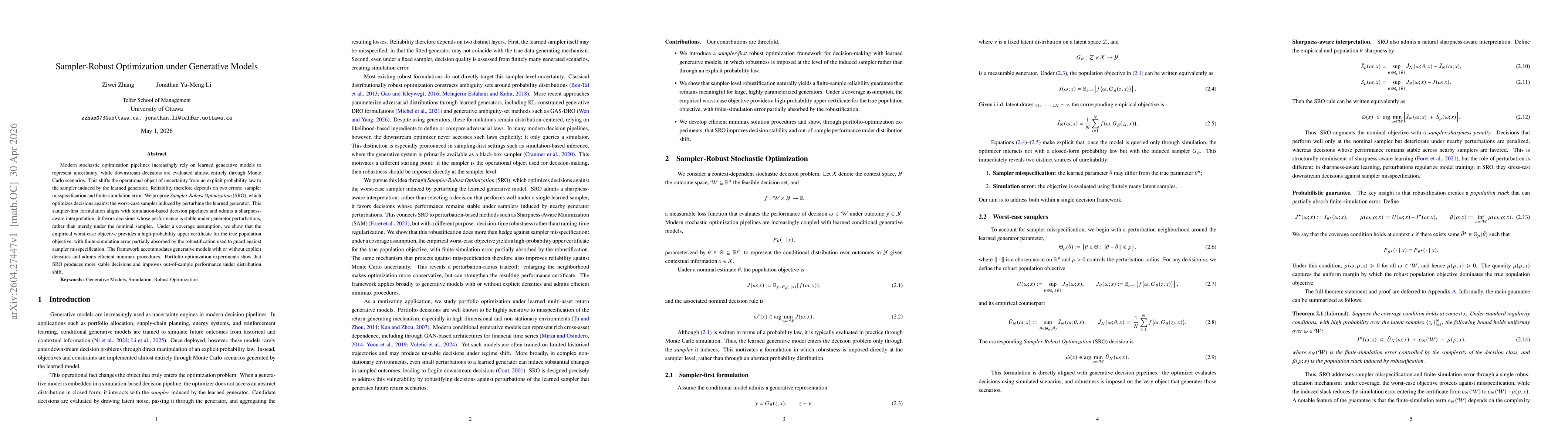 Thumbnail for Sampler-Robust Optimization under Generative Models