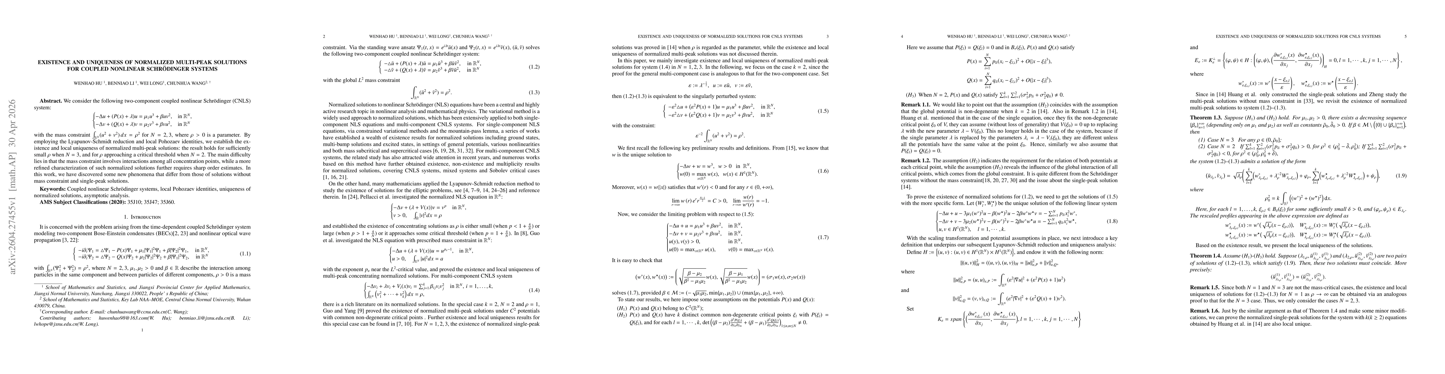 Thumbnail for Existence and Uniqueness of Normalized Multi-peak Solutions for Coupled Nonlinear Schrödinger Systems