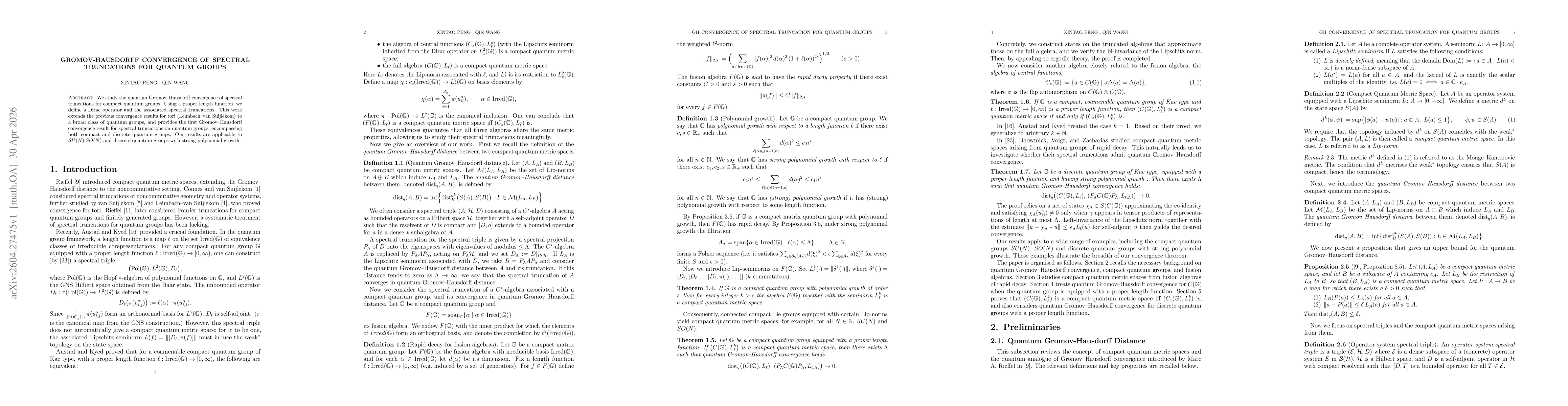Thumbnail for Gromov-Hausdorff Convergence of Spectral Truncations for Quantum Groups