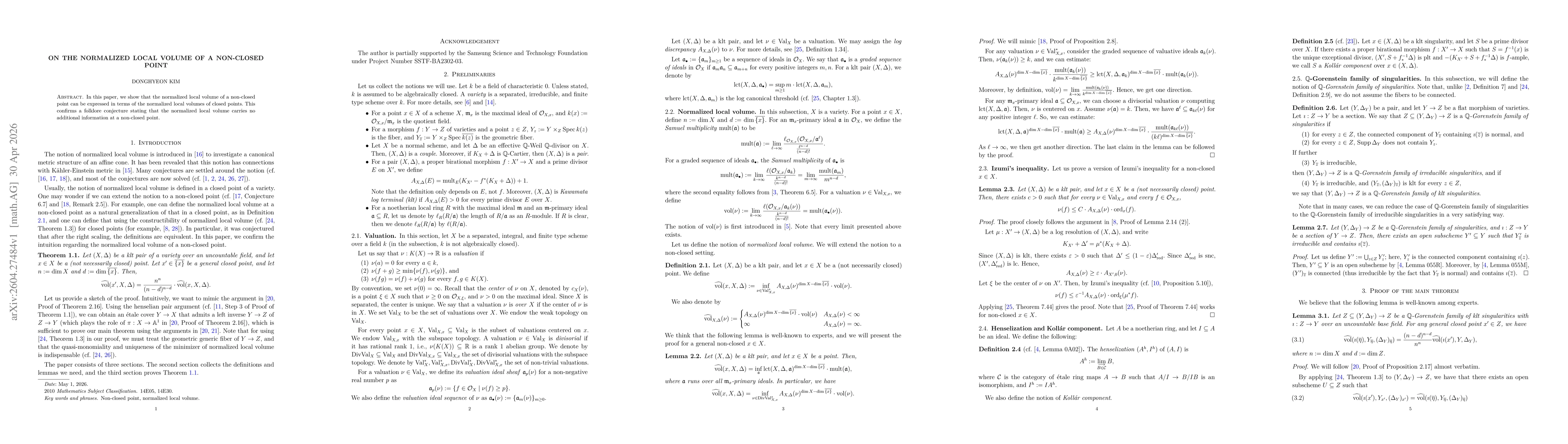 Thumbnail for On the normalized local volume of a non-closed point
