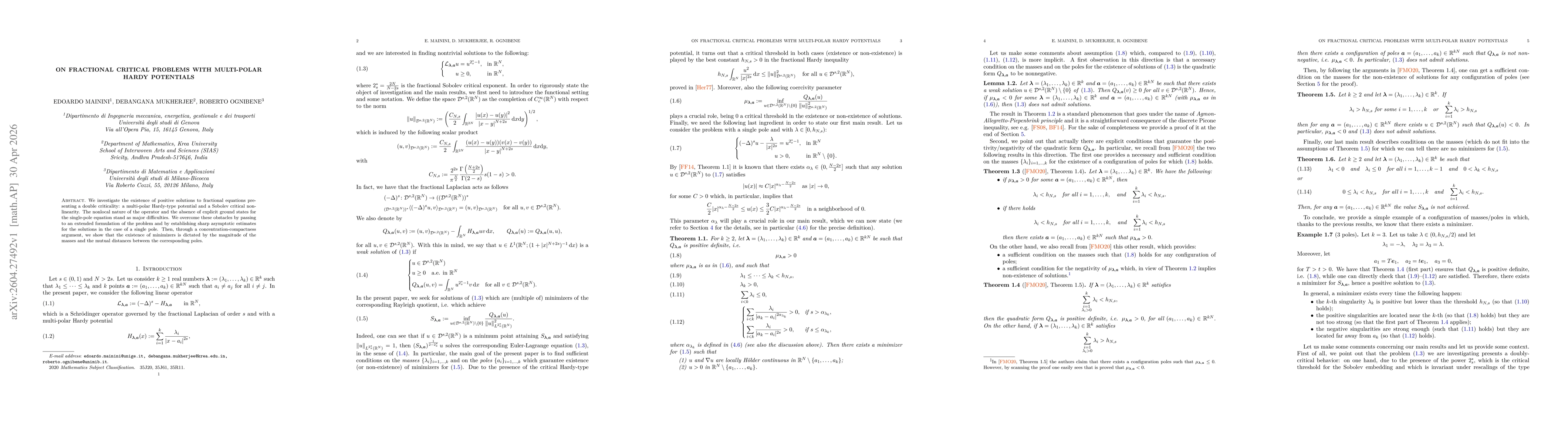 Thumbnail for On fractional critical problems with multi-polar Hardy potentials