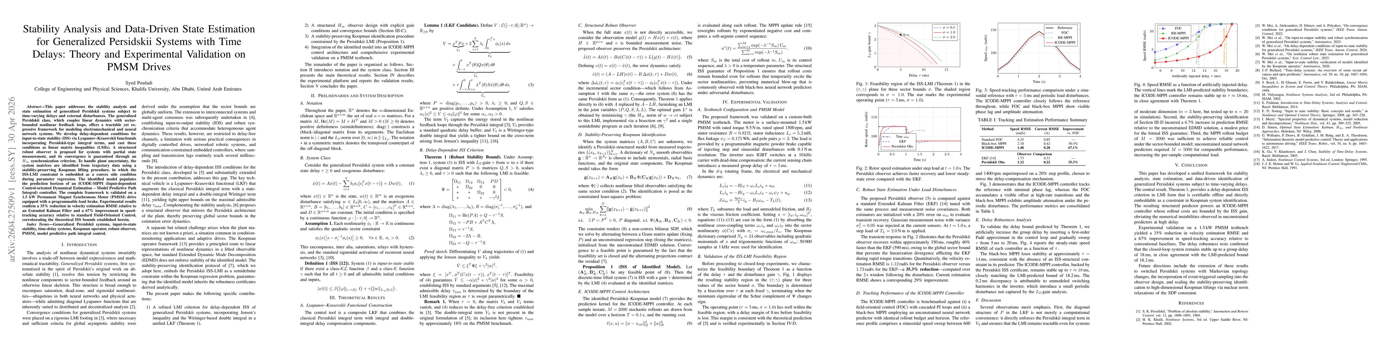 Thumbnail for Stability Analysis and Data-Driven State Estimation for Generalized Persidskii Systems with Time Delays: Theory and Experimental Validation on PMSM Drives