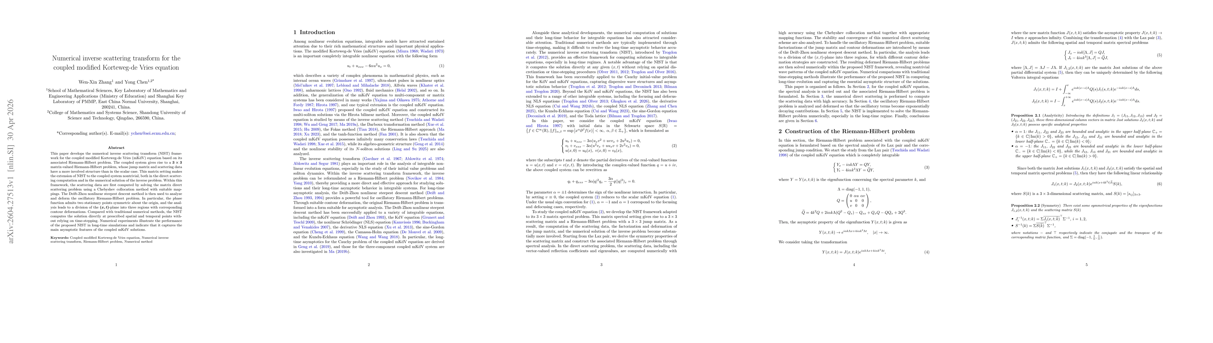 Thumbnail for Numerical inverse scattering transform for the coupled modified Korteweg-de Vries equation