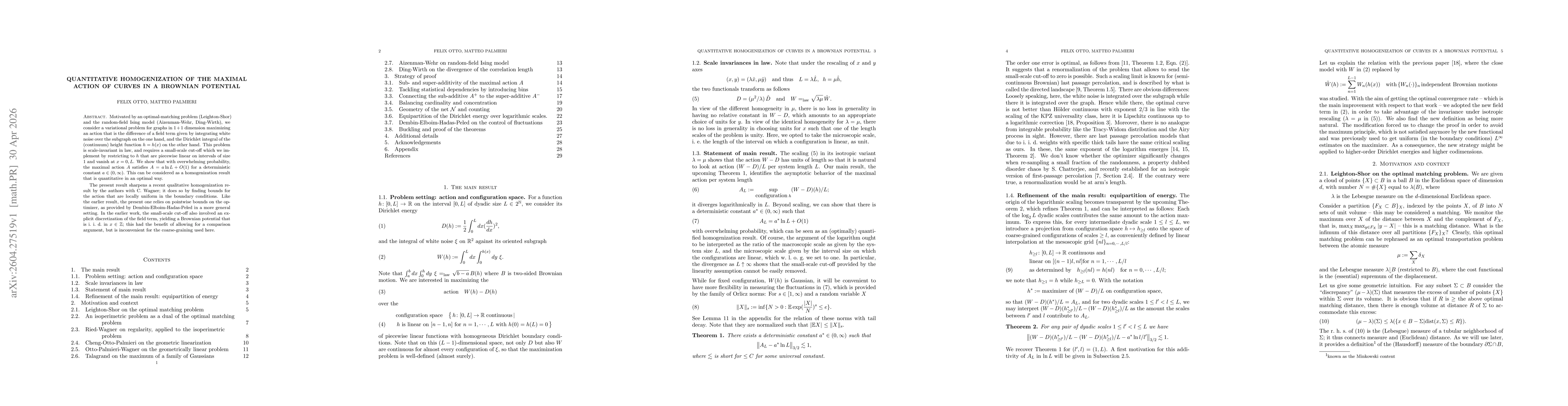 Thumbnail for Quantitative homogenization of the maximal action of curves in a Brownian potential