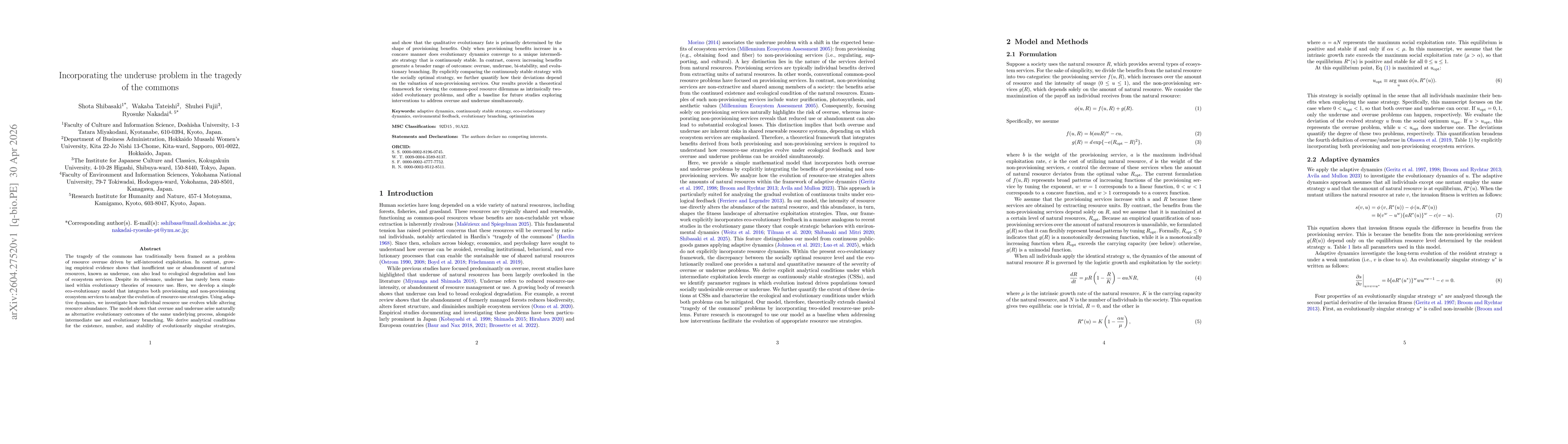 Thumbnail for Incorporating the underuse problem in the tragedy of the commons