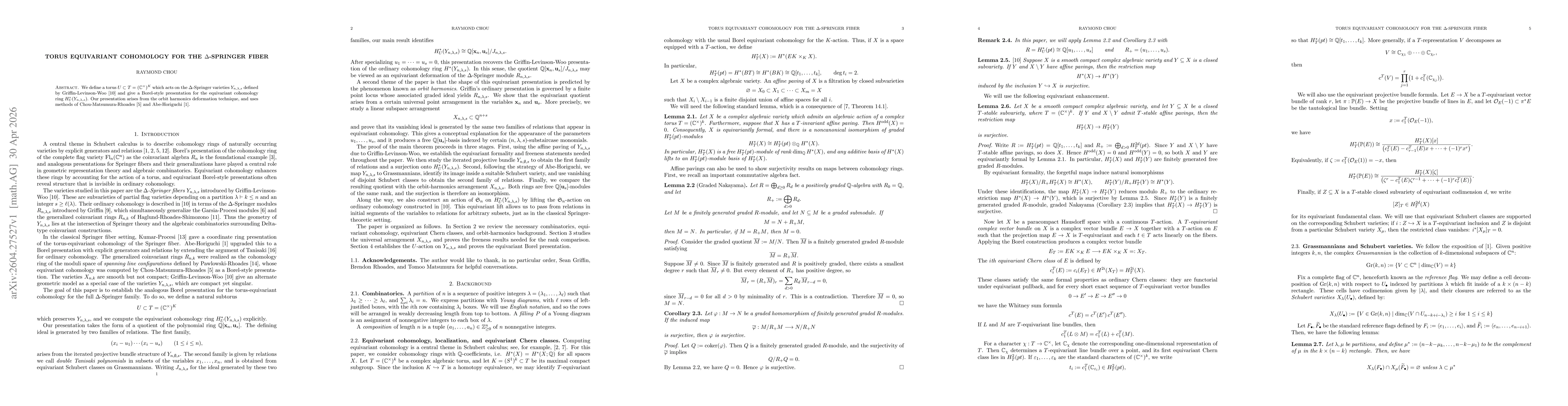 Thumbnail for Torus Equivariant Cohomology for the $Δ$-Springer Fiber