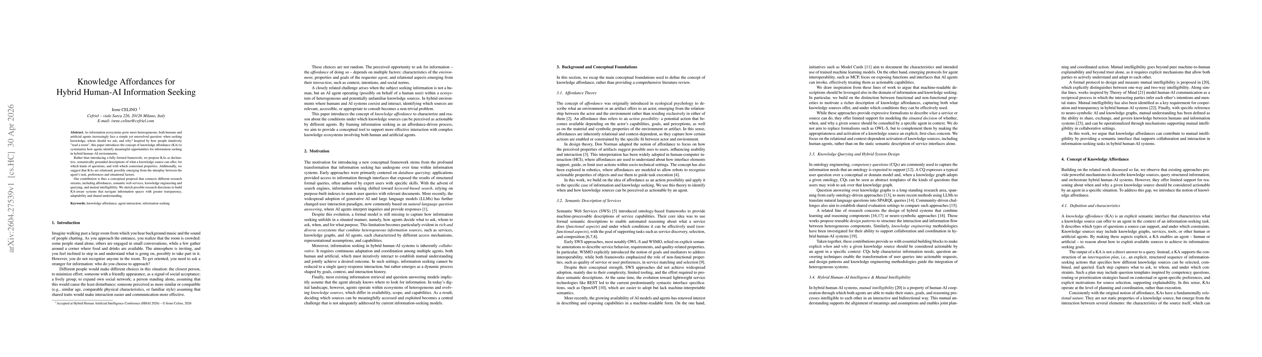 Thumbnail for Knowledge Affordances for Hybrid Human-AI Information Seeking