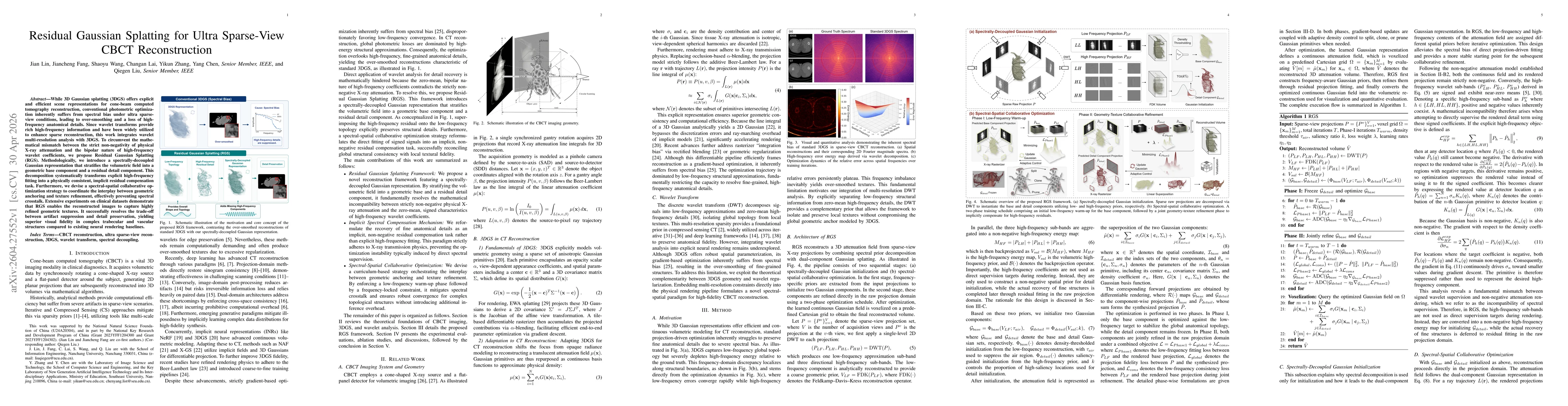 Thumbnail for Residual Gaussian Splatting for Ultra Sparse-View CBCT Reconstruction