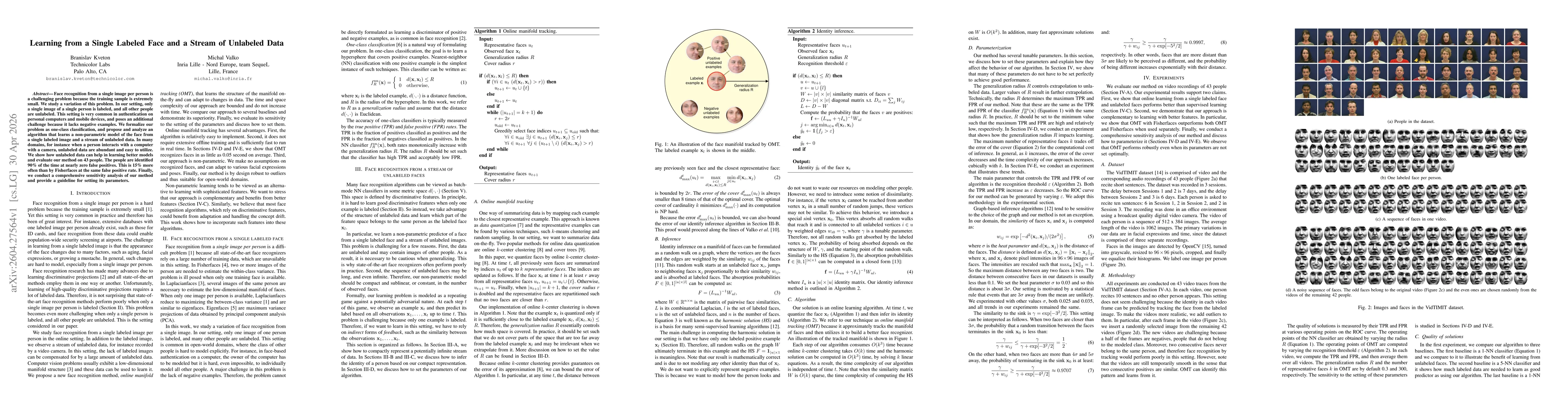 Thumbnail for Learning from a single labeled face and a stream of unlabeled data