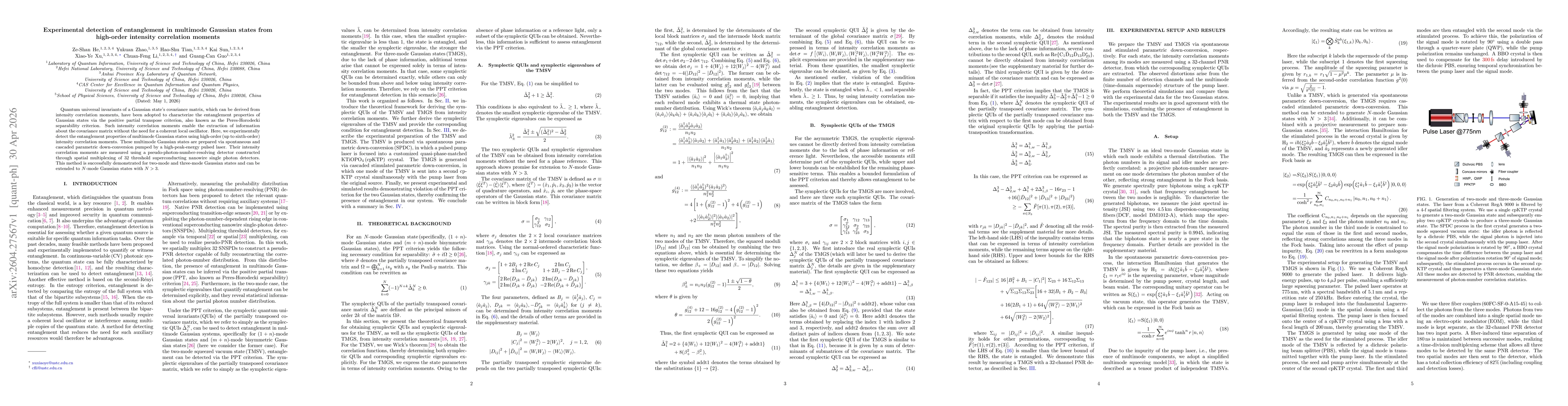 Thumbnail for Experimental detection of entanglement in multimode Gaussian states from high-order intensity correlation moments