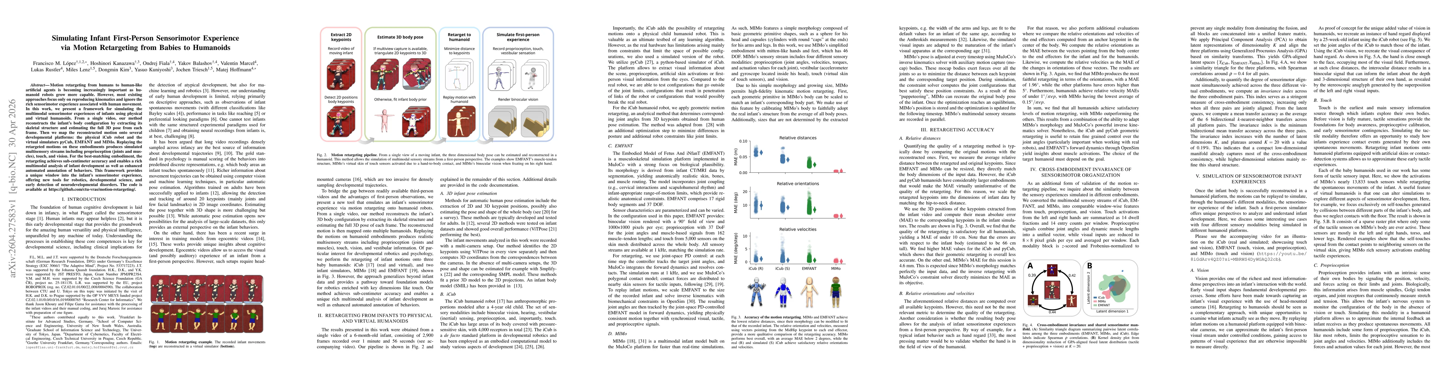 Thumbnail for Simulating Infant First-Person Sensorimotor Experience via Motion Retargeting from Babies to Humanoids