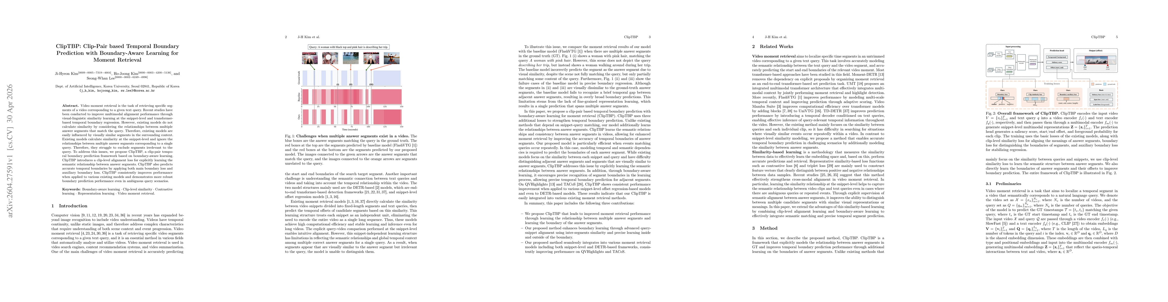 Thumbnail for ClipTBP: Clip-Pair based Temporal Boundary Prediction with Boundary-Aware Learning for Moment Retrieval