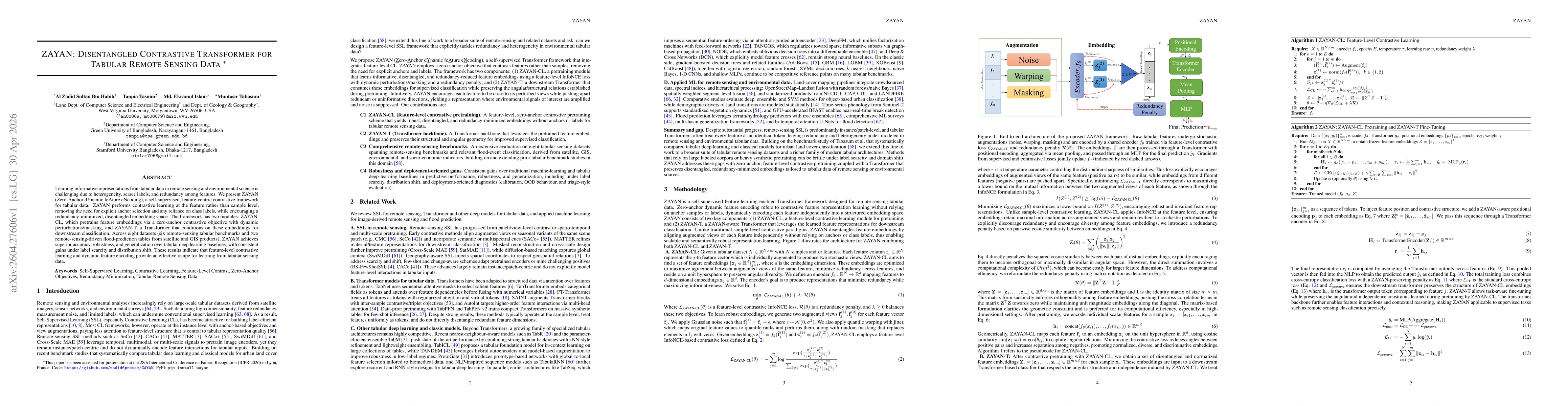 Thumbnail for ZAYAN: Disentangled Contrastive Transformer for Tabular Remote Sensing Data