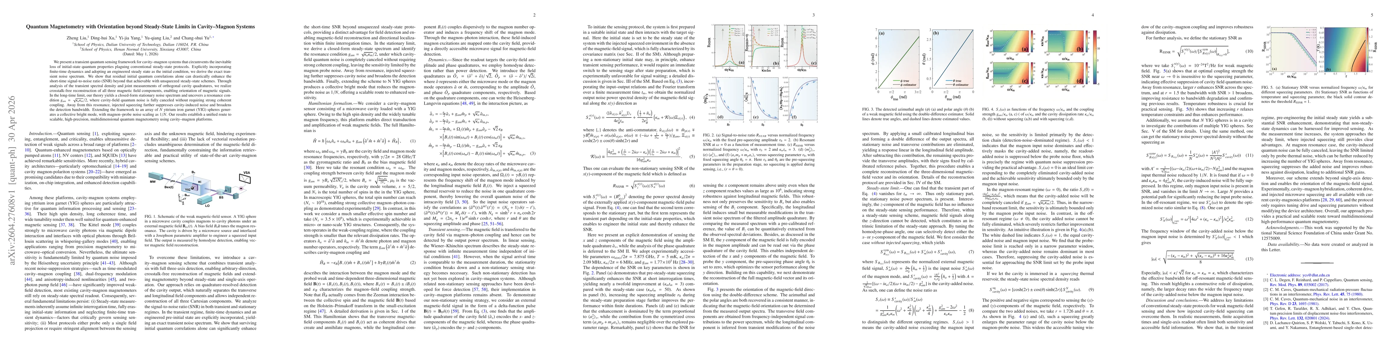 Thumbnail for Quantum Magnetometry with Orientation beyond Steady-State Limits in Cavity-Magnon Systems