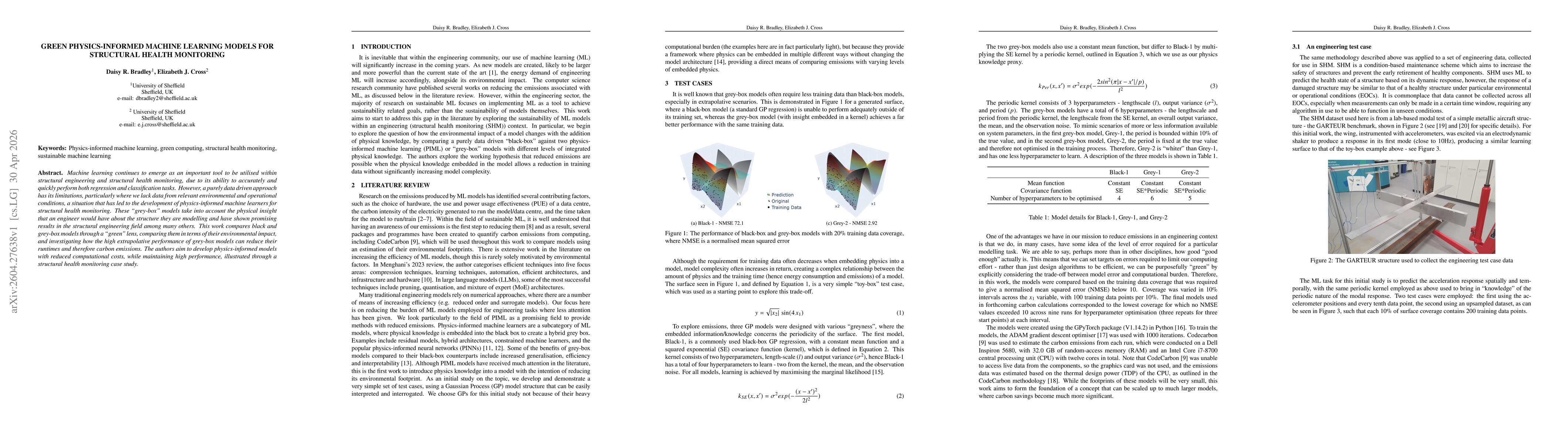 Thumbnail for Green Physics-Informed Machine Learning Models For Structural Health Monitoring