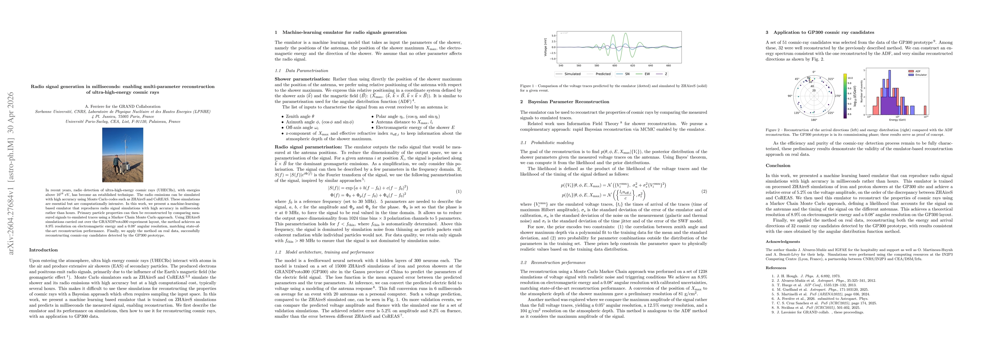 Thumbnail for Radio signal generation in milliseconds: enabling multi-parameter reconstruction of ultra-high-energy cosmic rays