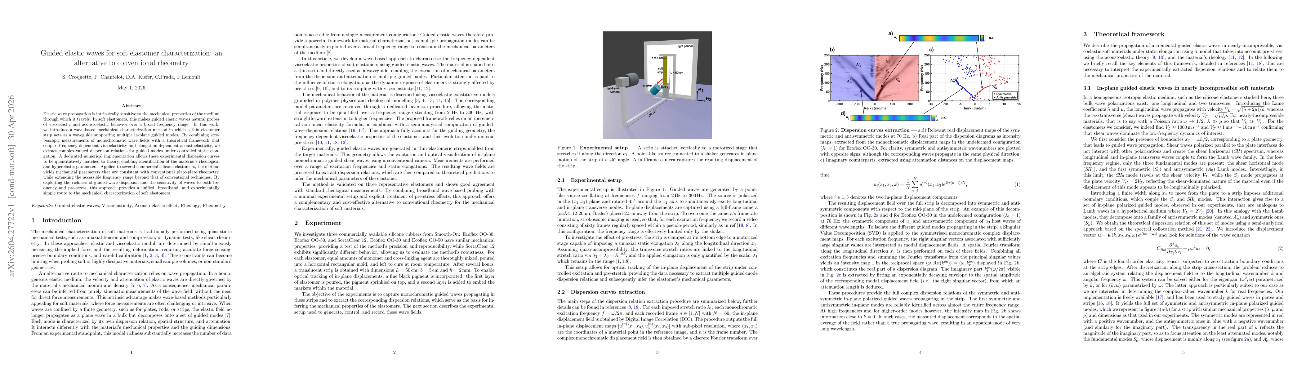 Thumbnail for Guided elastic waves for soft elastomer characterization: an alternative to conventional rheometry