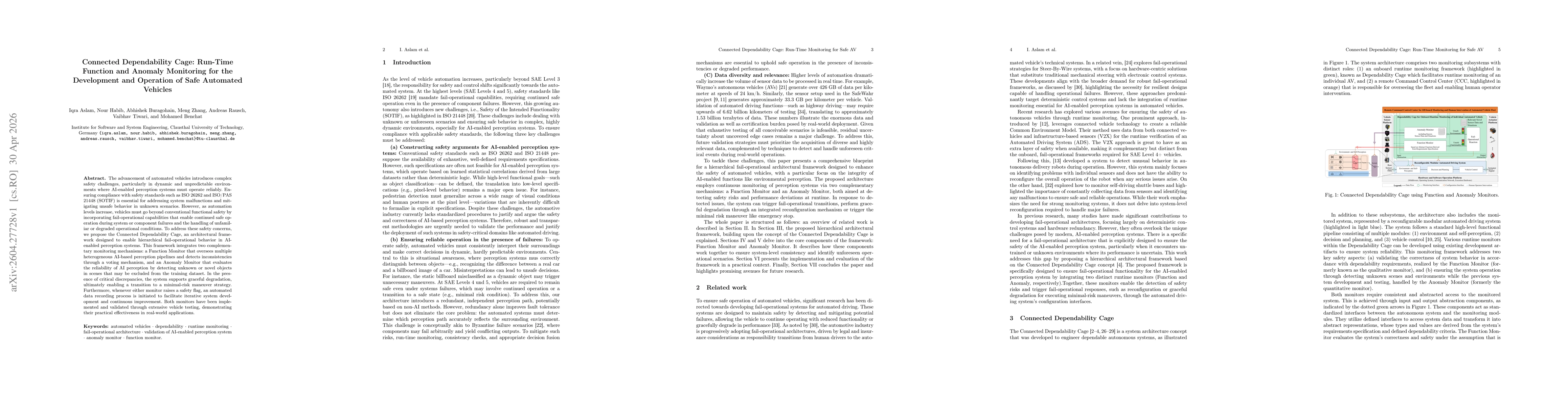Thumbnail for Connected Dependability Cage: Run-Time Function and Anomaly Monitoring for the Development and Operation of Safe Automated Vehicles