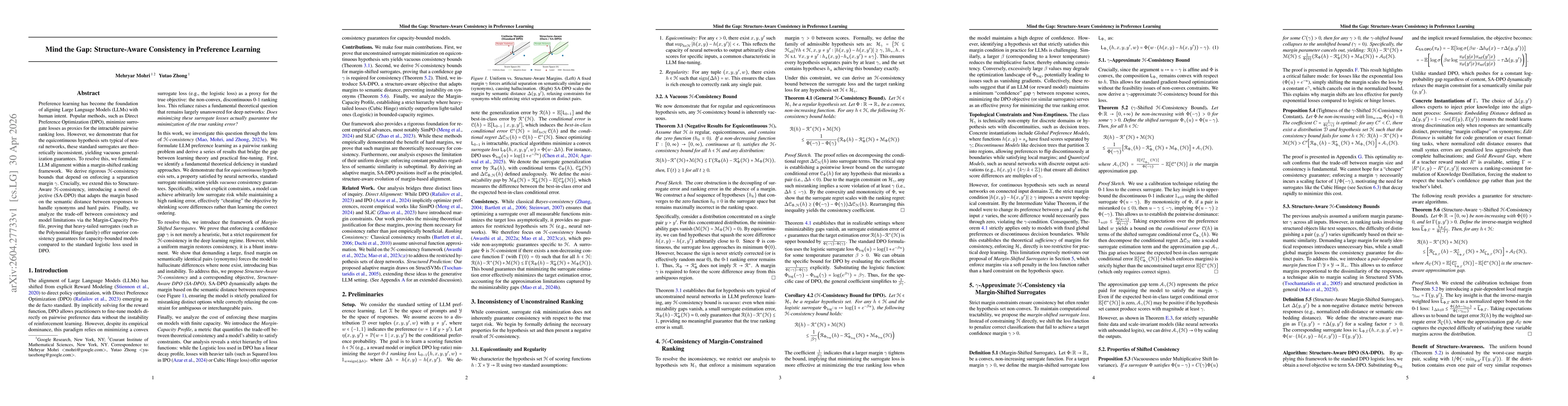 Thumbnail for Mind the Gap: Structure-Aware Consistency in Preference Learning