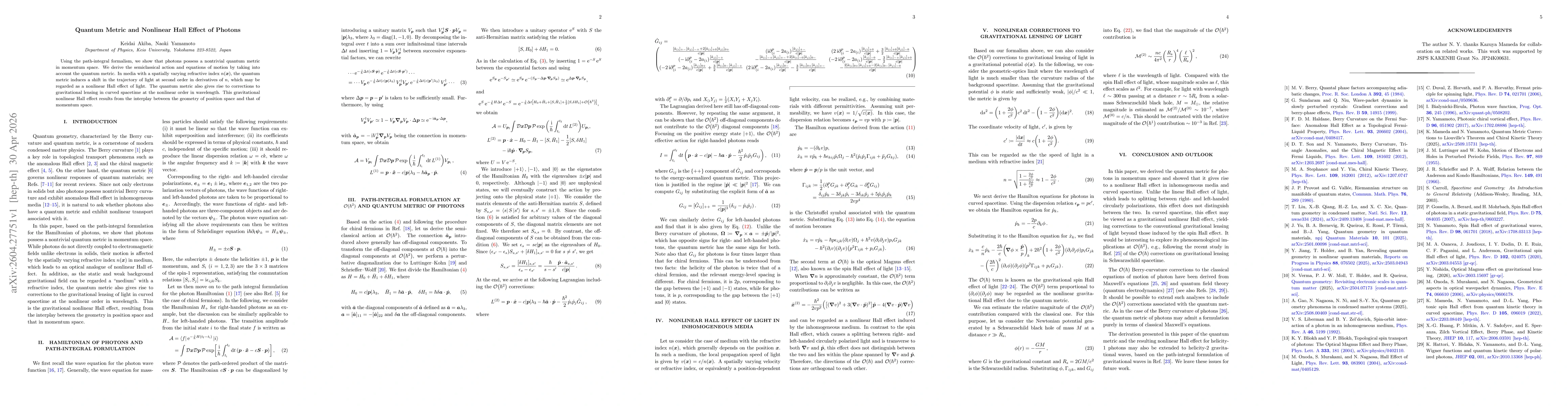 Thumbnail for Quantum Metric and Nonlinear Hall Effect of Photons