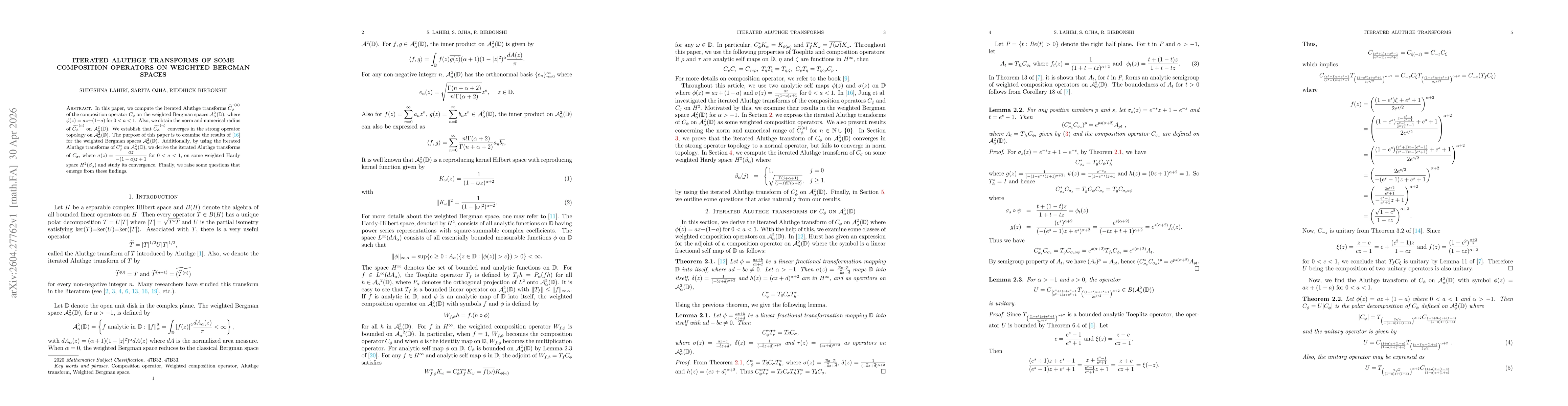Thumbnail for Iterated Aluthge transforms of some composition operators on weighted Bergman spaces