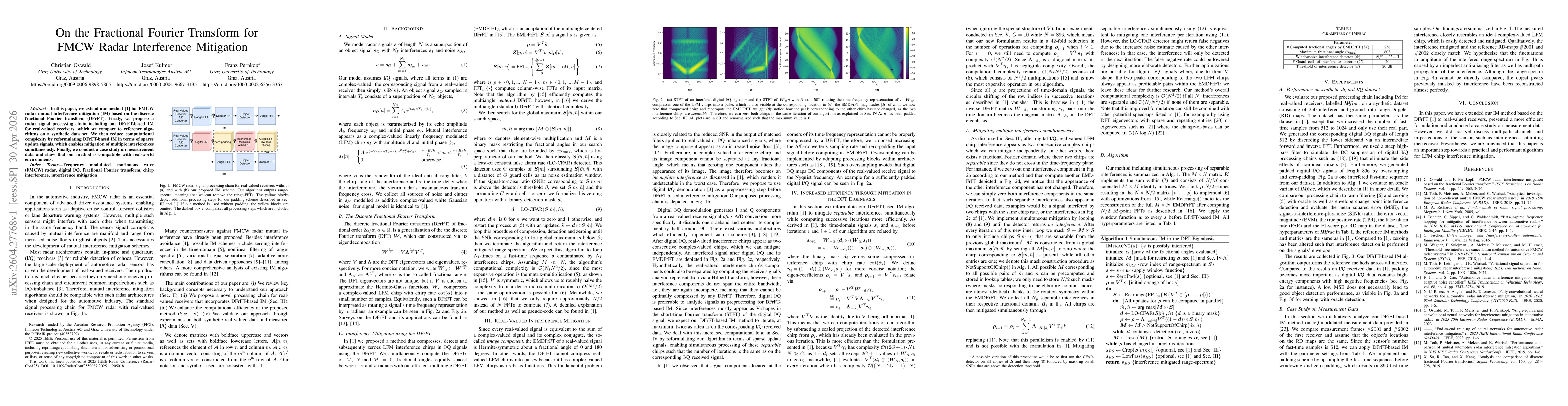 Thumbnail for On the Fractional Fourier Transform for FMCW Radar Interference Mitigation