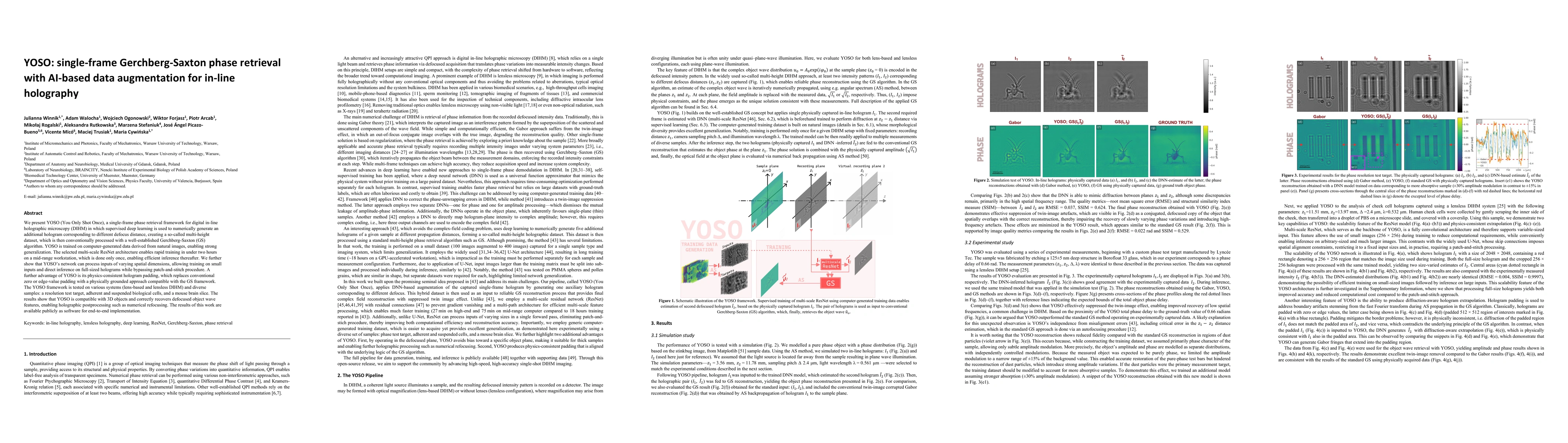 Thumbnail for YOSO: single-frame Gerchberg-Saxton phase retrieval with AI-based data augmentation for in-line holography