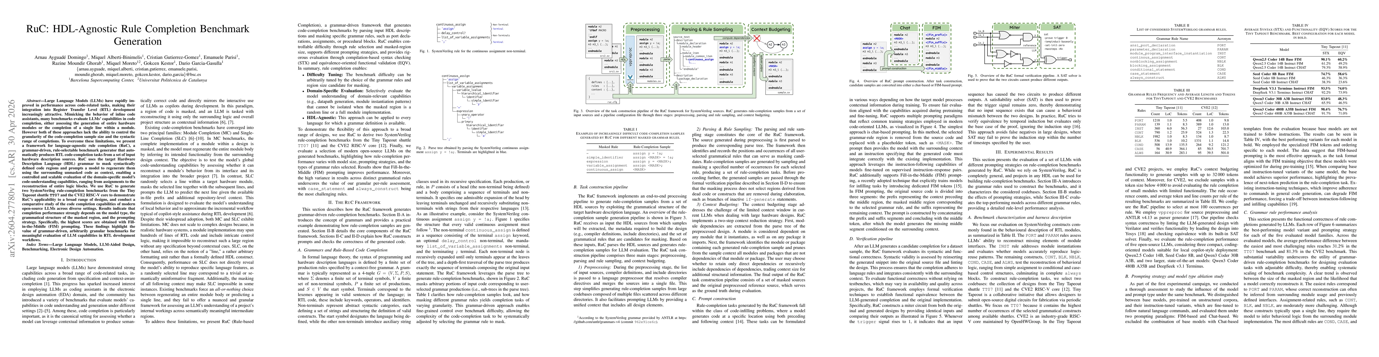 Thumbnail for RuC: HDL-Agnostic Rule Completion Benchmark Generation
