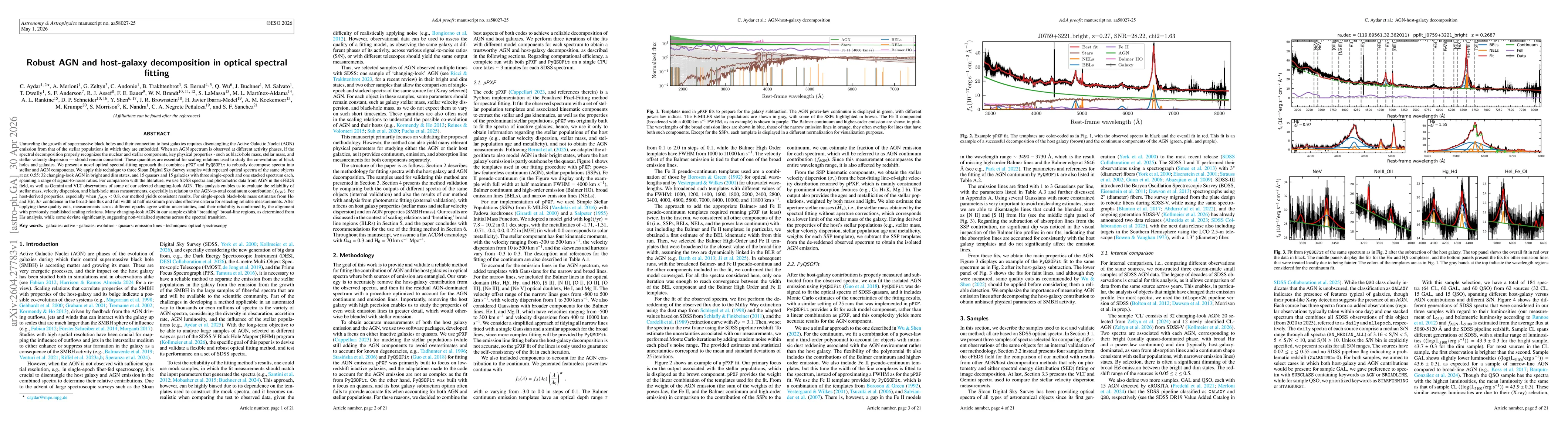 Thumbnail for Robust AGN and host-galaxy decomposition in optical spectral fitting