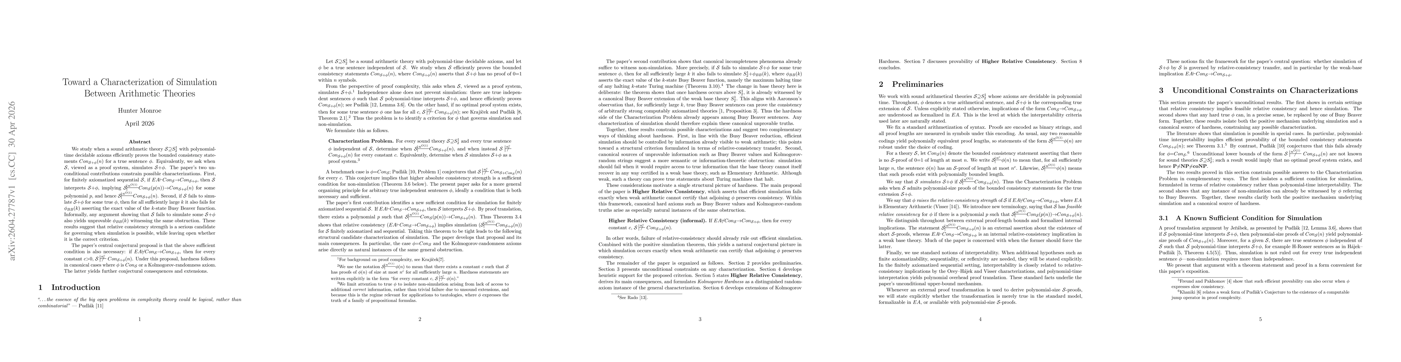 Thumbnail for Toward a Characterization of Simulation Between Arithmetic Theories