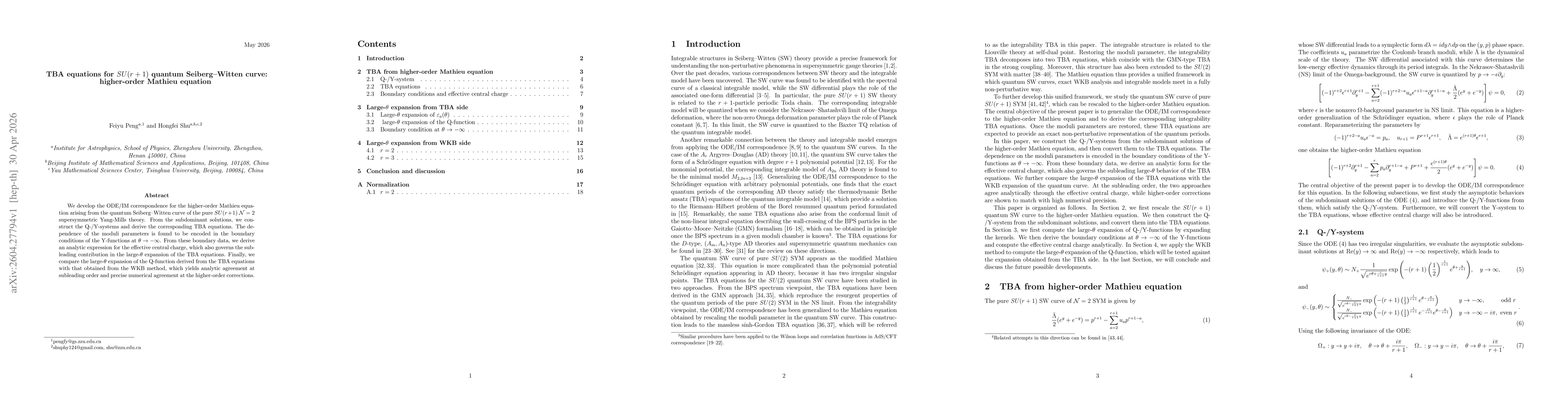 Thumbnail for TBA equations for $SU(r+1)$ quantum Seiberg-Witten curve: higher-order Mathieu equation