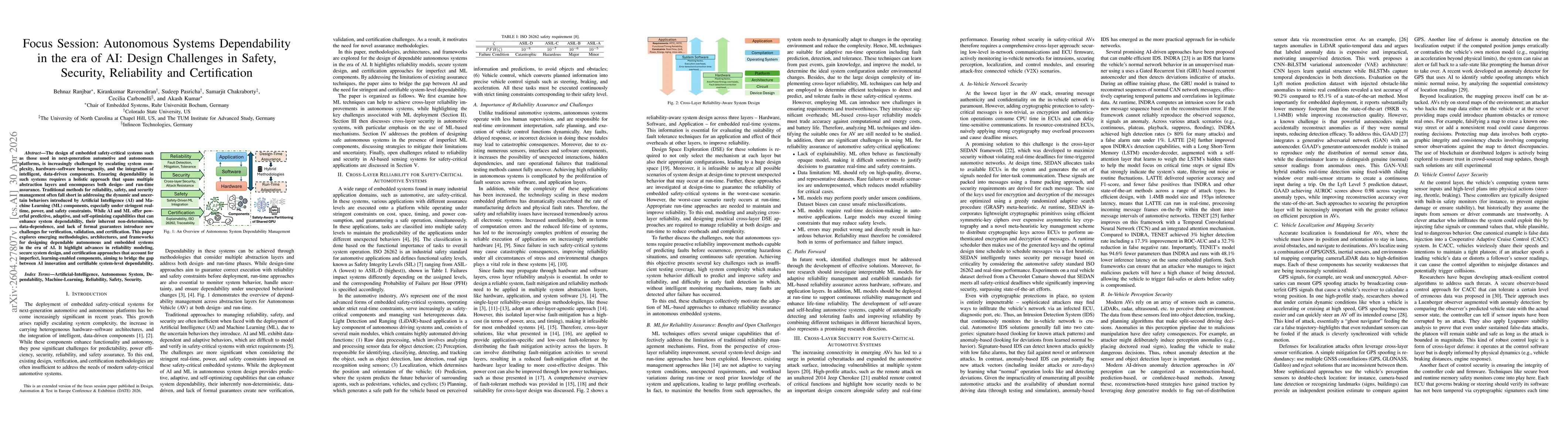 Thumbnail for Autonomous Systems Dependability in the era of AI: Design Challenges in Safety, Security, Reliability and Certification