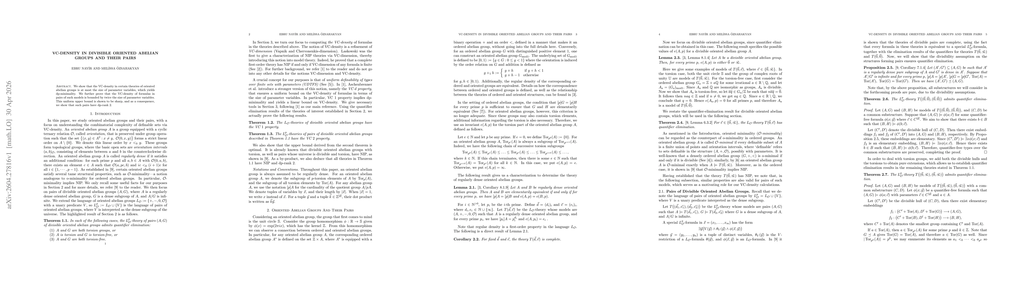 Thumbnail for VC-Density in Divisible Oriented Abelian Groups and Their Pairs