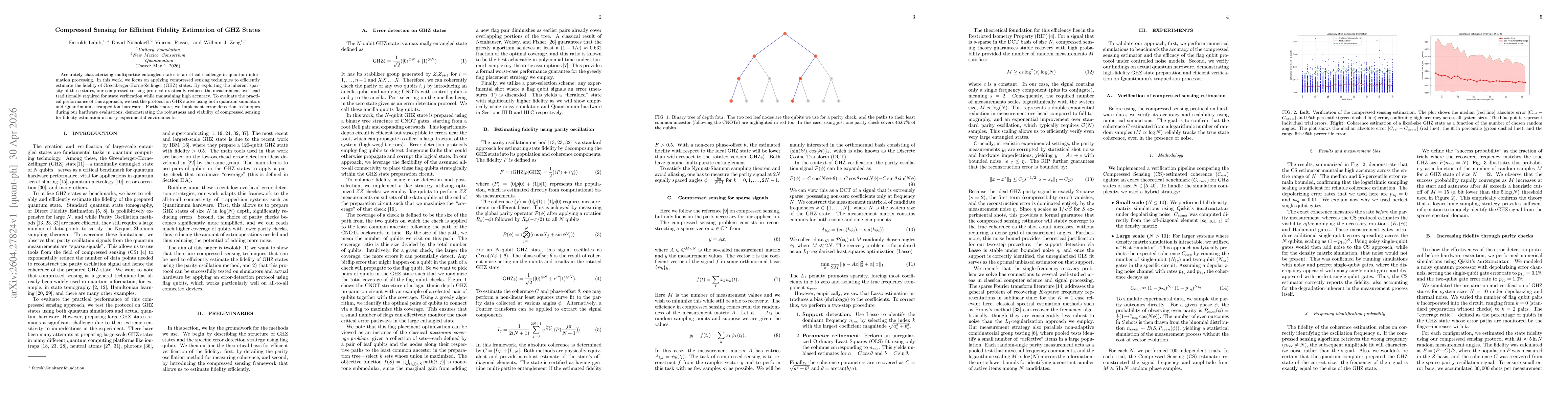 Thumbnail for Compressed Sensing for Efficient Fidelity Estimation of GHZ States